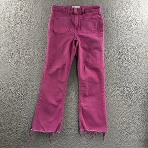 Zara Womens Jeans Pink Size 6 Straight Stretch Denim Raw Hem Cotton Blend
